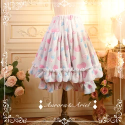 Flannel thermal skirt and strawberry leggings victorian dress kawaii girl gothic lolita  loli Princess Kawaii Girl Women cos