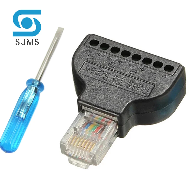 RJ45 Male to 8 Pin AV Screw Terminal Connector Screw Adapter Block Cable Network Plug Ethernet for CCTV Digital Internet plug