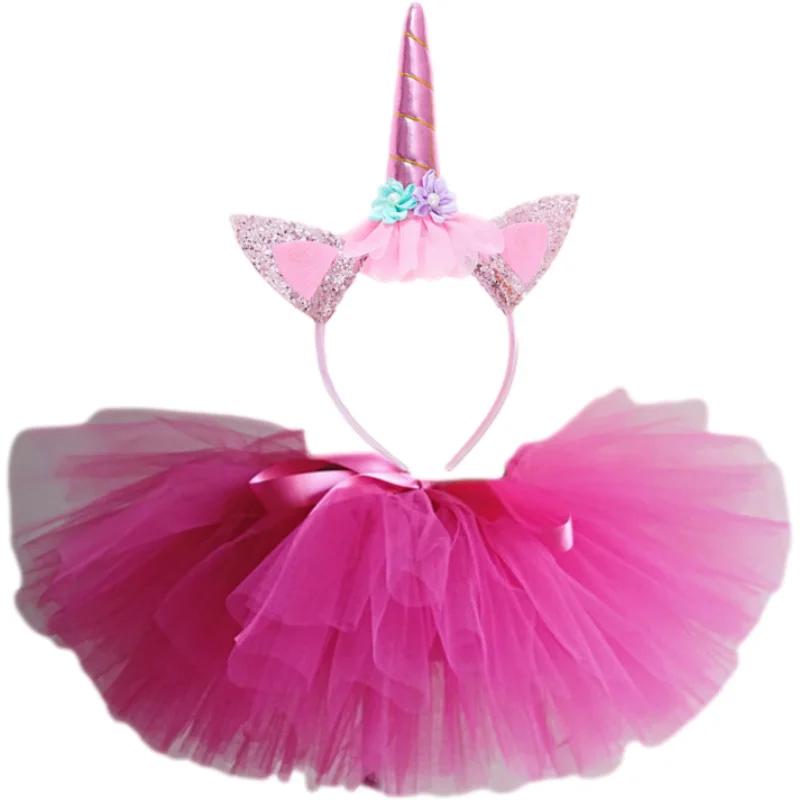 Unicorn Tutu  Dance Party Tutu Skirt Costume Clothing Baby Birthday Tutu Girl Crown Fluffy Tutu Wedding Skirt