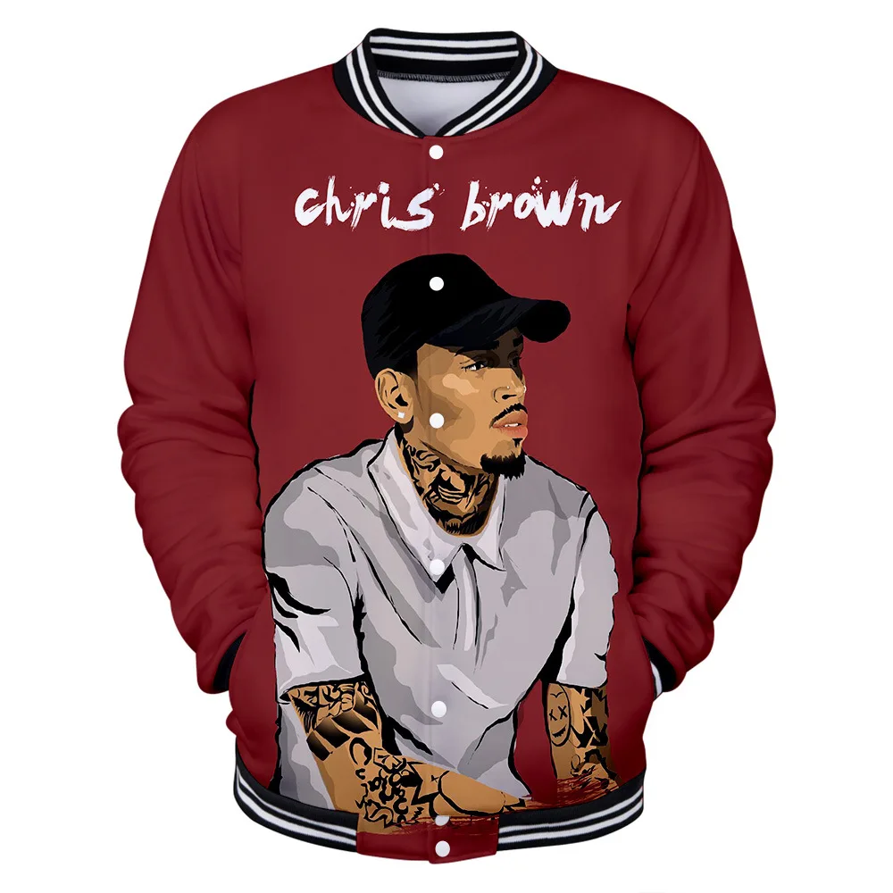 Breezy Chris Brown 3D Print Baseball Jacket for Men, Bomber Jacket, OupillStreetwear, Casual Survêtement, Hip Hop Hoodies, Sweatshirt