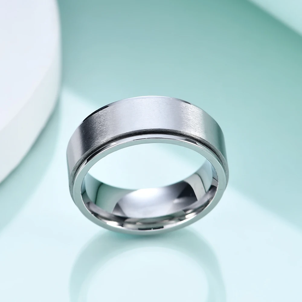 8mm Spinner Ring für Männer Stress Release Bague Acier Inoxydable Edelstahl Hochzeit Band Casual Sport Schmuck Anel Masculino