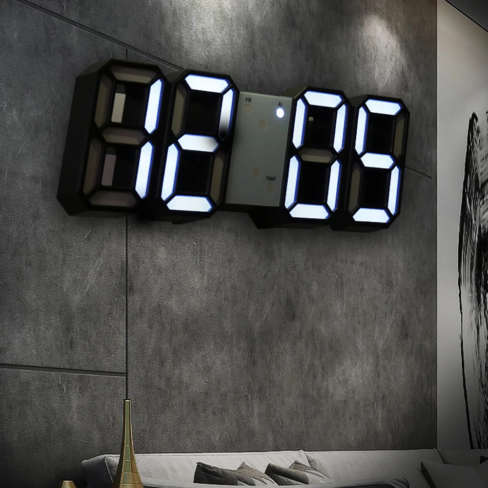 

Modern Design 3D Large Wall Clock,LED Digital USB Electronic Clocks on the Wall,Luminous Alarm, Table Clock, Desktop, Home Decor