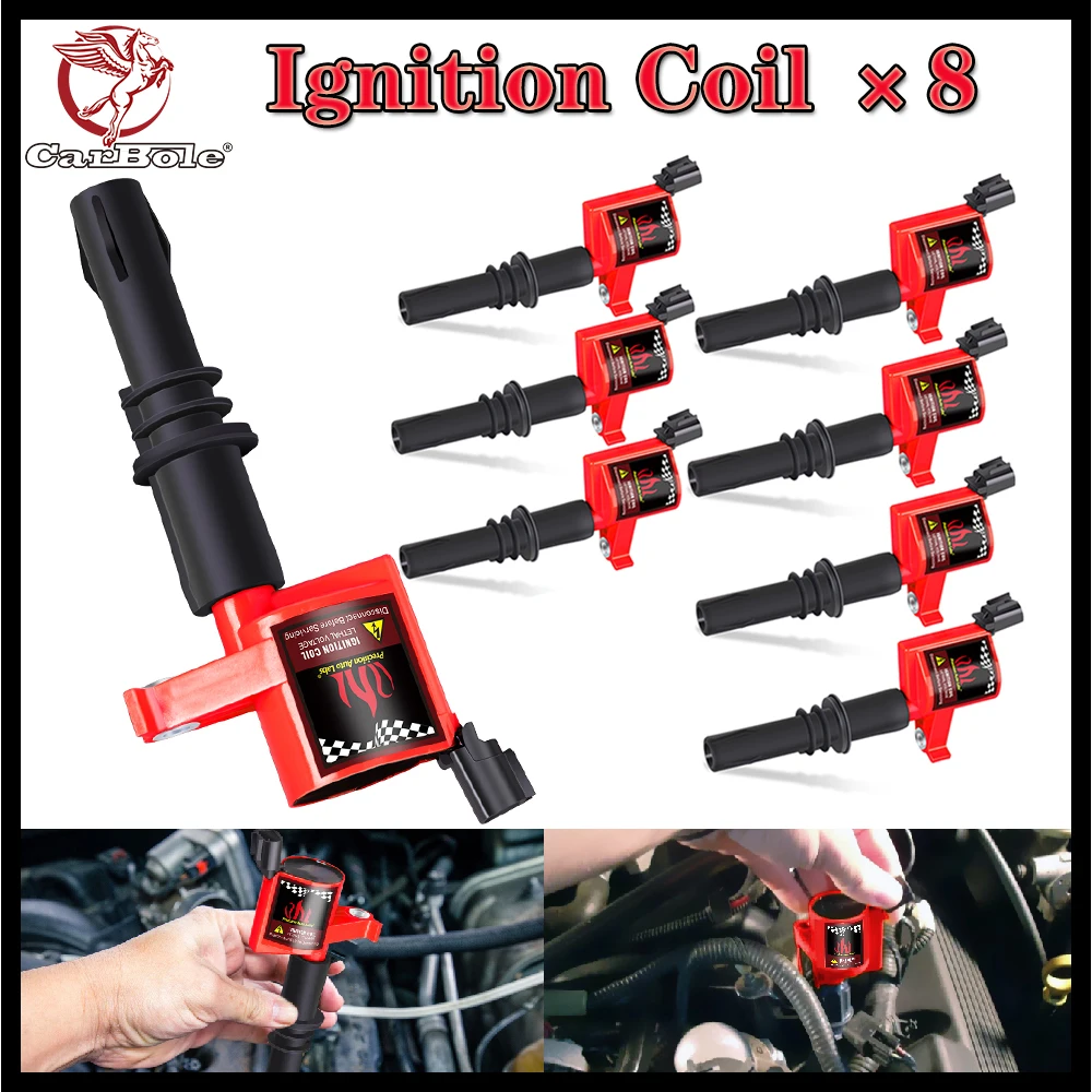8 sztuk czerwony zapłon silnika cewki dla Ford F150 Lincoln V8 4.6L wyprawy 5.4L TRITON 2004 2005 2006 2007 DG511 cewka zapłonowa