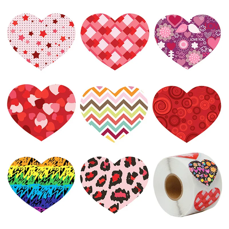 Valentine\'s Day heart-shaped love stickers gift wedding stickers gift label 50-500pcs