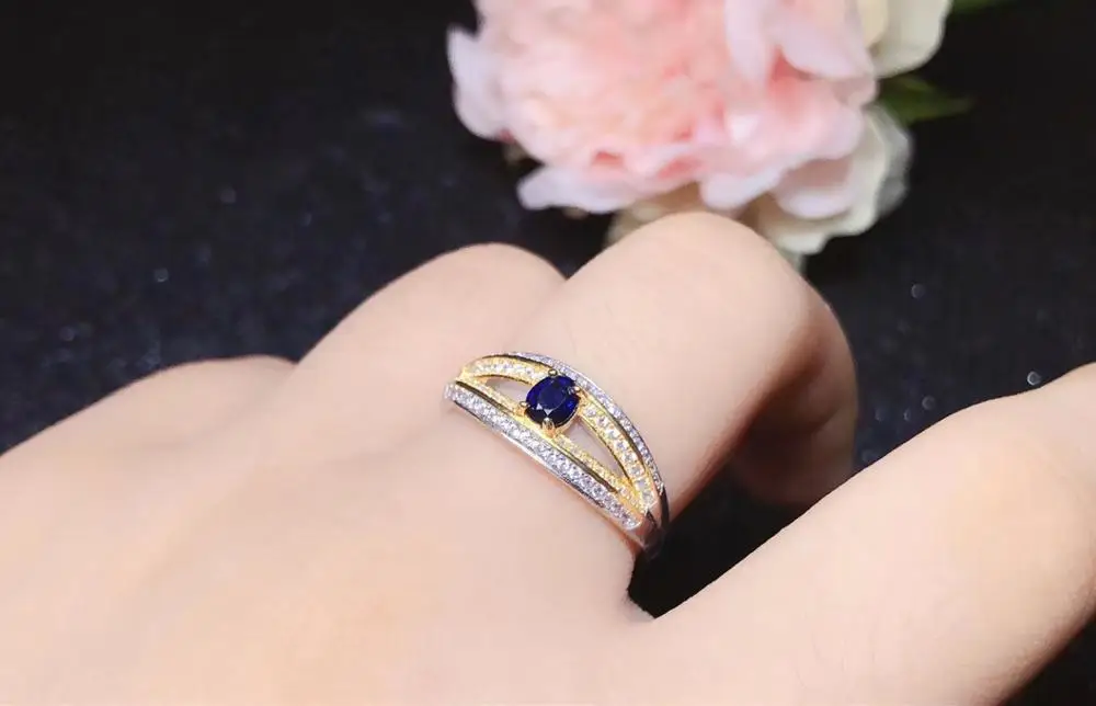 The Best Gift for Your loved wife Natural real blue sapphire ring 925 sterling silver Fine handworked jewelry Finger rings