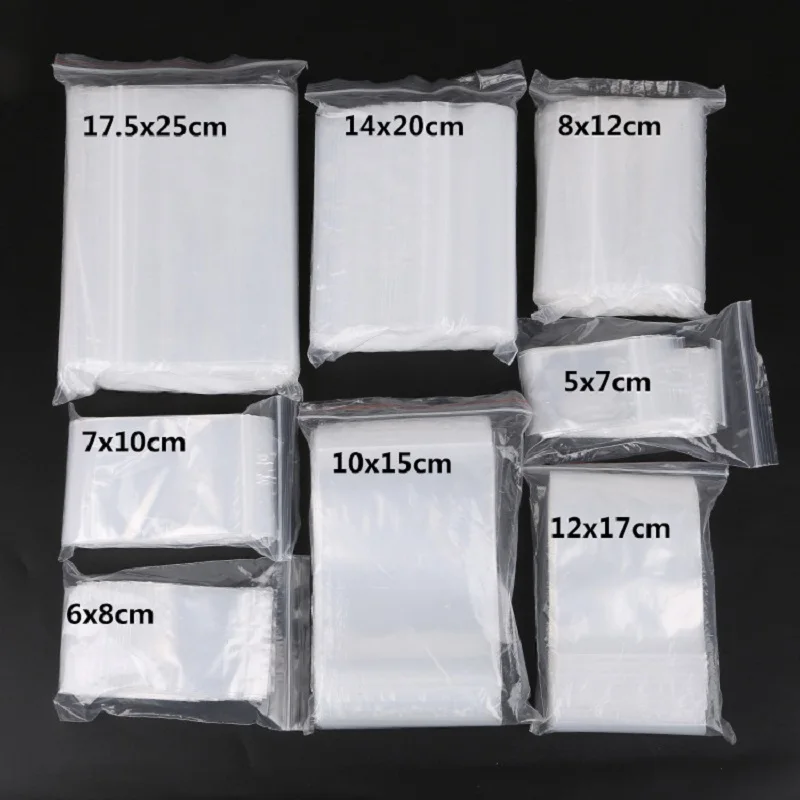 100pcs 8 Sizes Transparent Self Adhesive Sealed Opp Plastic Pouch Sachet Gift Bag For Jewelry Wedding Party Beads Packing Supply