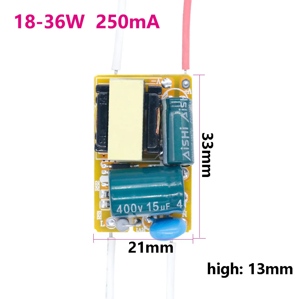 Imagem -05 - Lâmpada Led Driver Adaptador de Alimentação para Lâmpada Spotlight Transformador de Luz Entrada Ac175265v 8-25w 1836w 3650w 250ma 10 Pcs