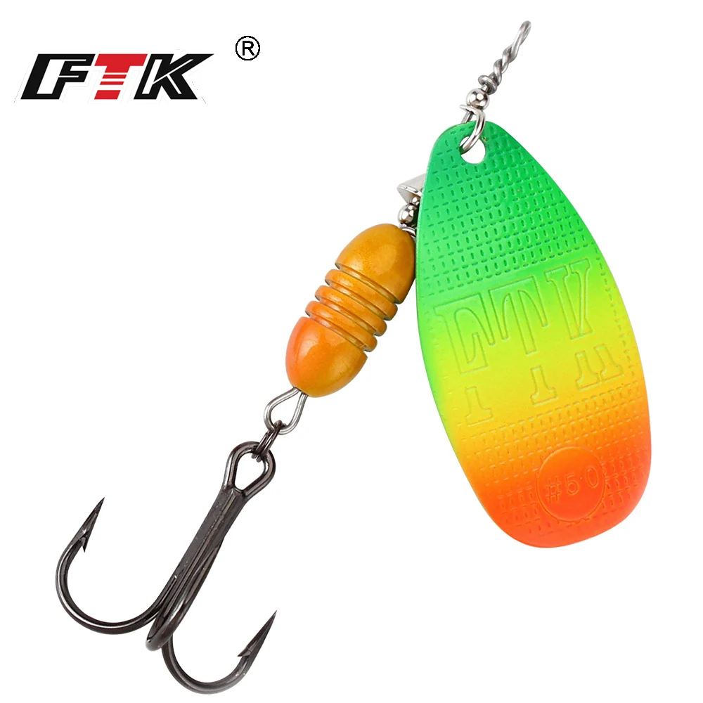 FTK Spinner Bait 10.2g 16.9g 18.8g Hard Spoon Bass Lures High Quality Metal Fishing Lure With Treble Hooks For Pike Fishing