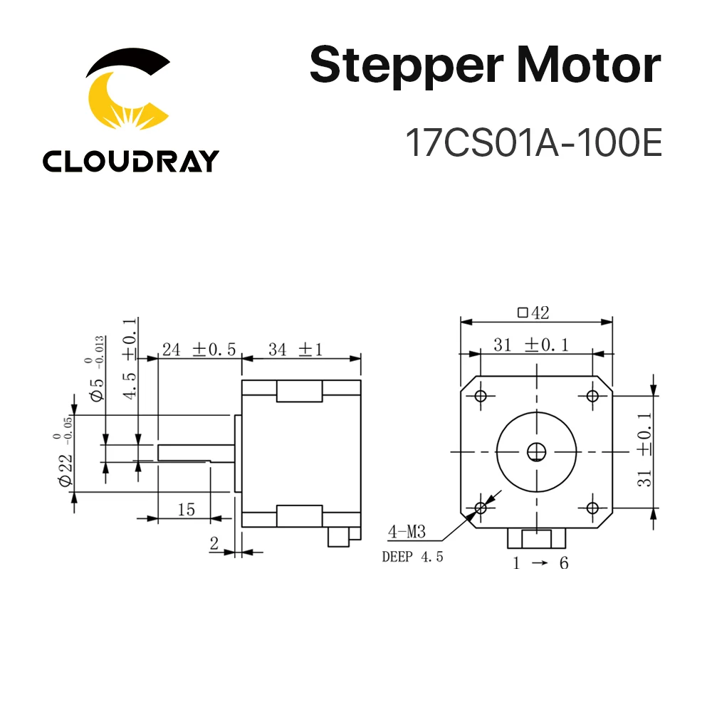 Nema 17 Stepper Motor 42mm 2 Phase 15Ncm 1A Stepper Motor with DuPont 4-lead  Cable for 3D printer CNC XYZ