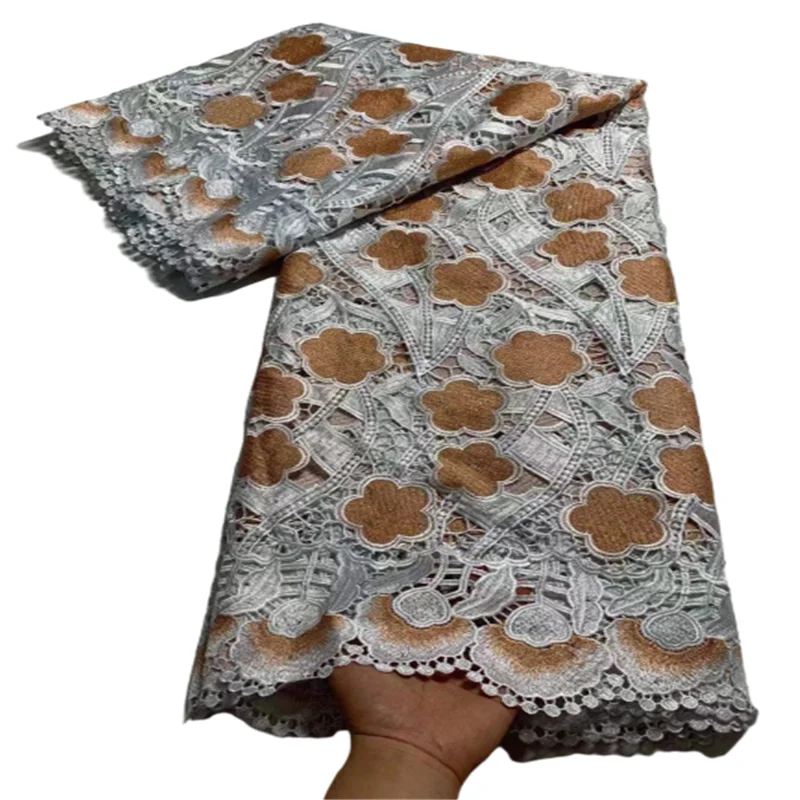 

Fashion 5Yards Swiss Lace Fabric 2021 Latest African Lace Fabric Wedding Embroidery African 100% Cotton Lace for Dres
