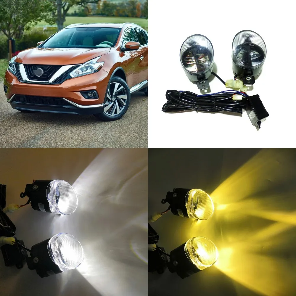 

July King LED Bifocal Fog Lamp Case for Nissan Murano 2015-2018, 6000K Daytime Running Light DRL 6000K High Beam 4300K Low Beam