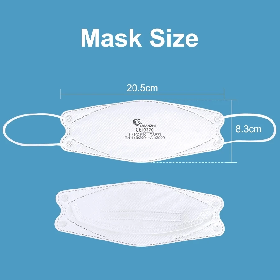 25-100pcs Fish Shape Mask YX011 FFP2 Mascarillas LAIANZHI White Black Disposable Face Masks CE Approved Respirator Mouth Mask