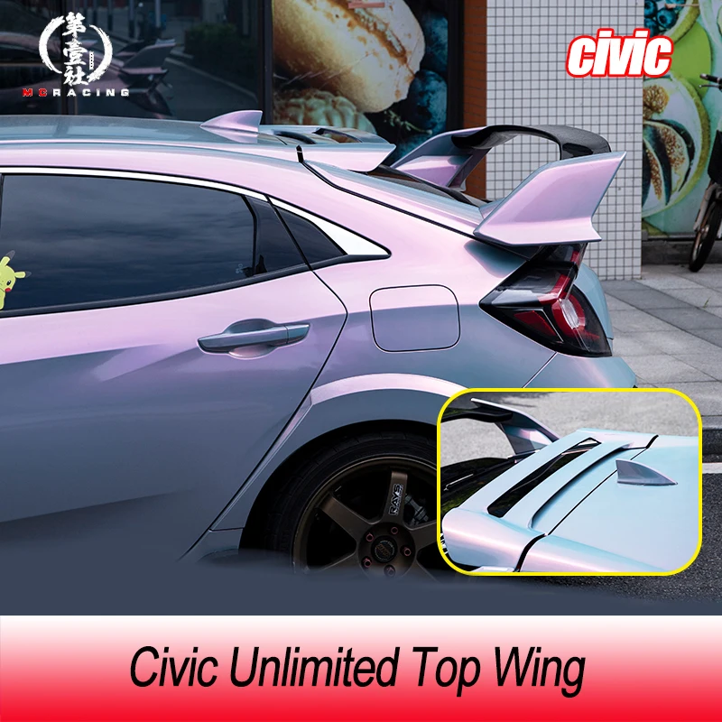 

For Honda 10th generation hatchback Civic spoiler, 2016 2017 2018 2019 2021 civic Si FK4 FK7 JDM Top wing rear spoiler