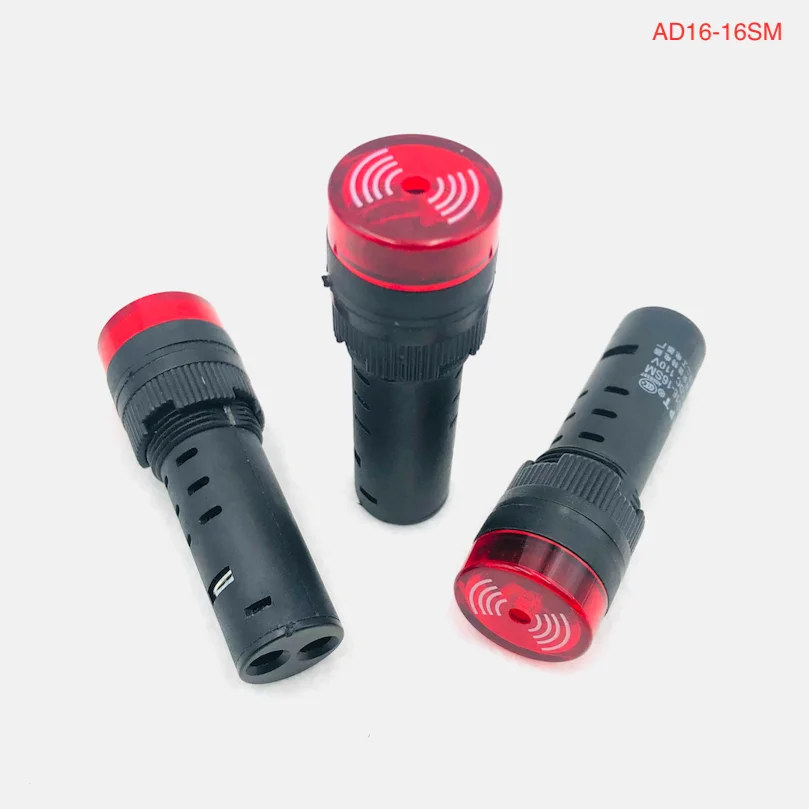 3 Pcs/Lot AD16-16SM 16mm AC/DC 12V , 24V , 110V , AC220V Siren Buzzer Red LED Active Beep Alarm Indicator Light Pilot Lamp