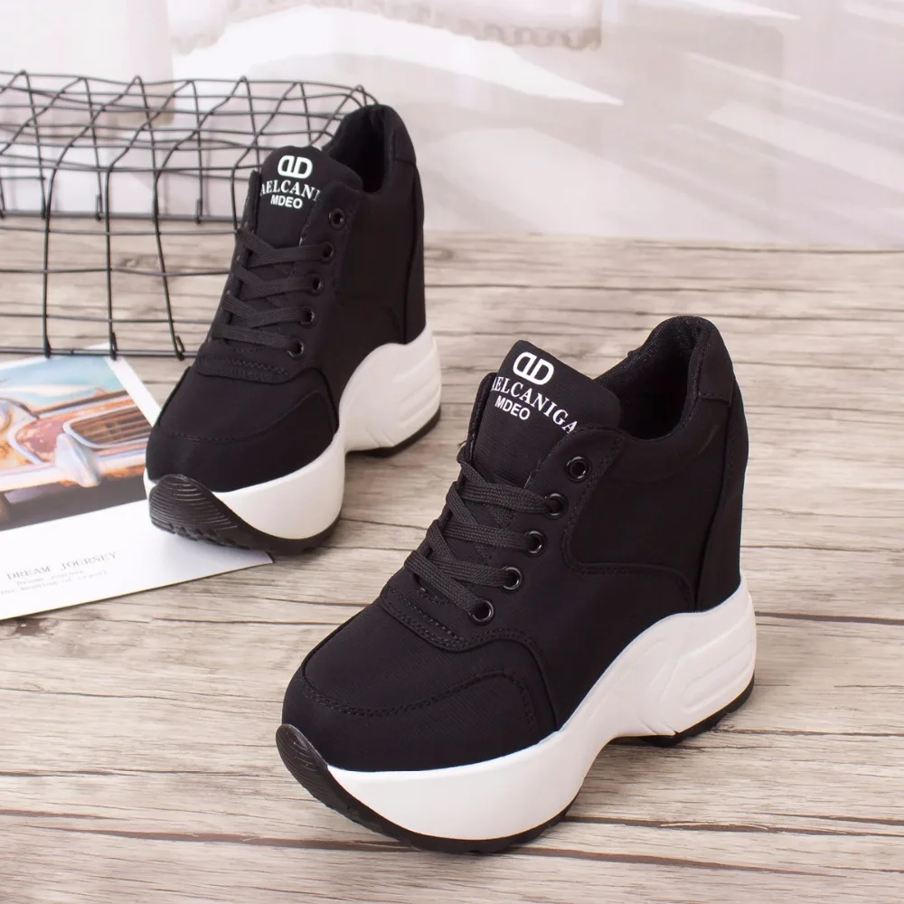 2022 Women Platform Sneakers Mesh Casual Trainers Chunky Shoes 10CM Heels Autumn Wedges Breathable Height Increasing Shoes Woman