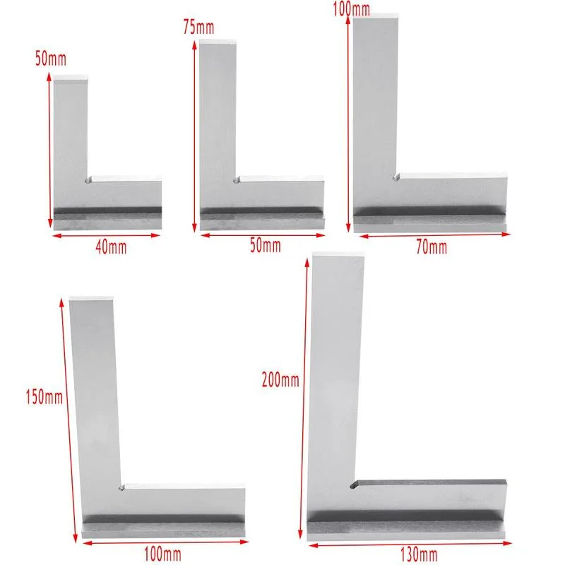 Machinist Square 90 Degree Right Angle Engineer Set with Seat Ground Steel Hardened Angle Ruler 50x40/75x50/100x70mm New