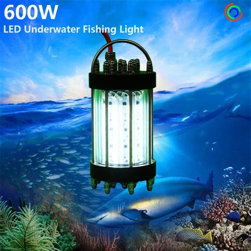 

SUS316+AL+PC 220V 600W 15M to100M Cable Ocean Boat Fishing Underwater Fishing LED Lamps LED Bait Lures