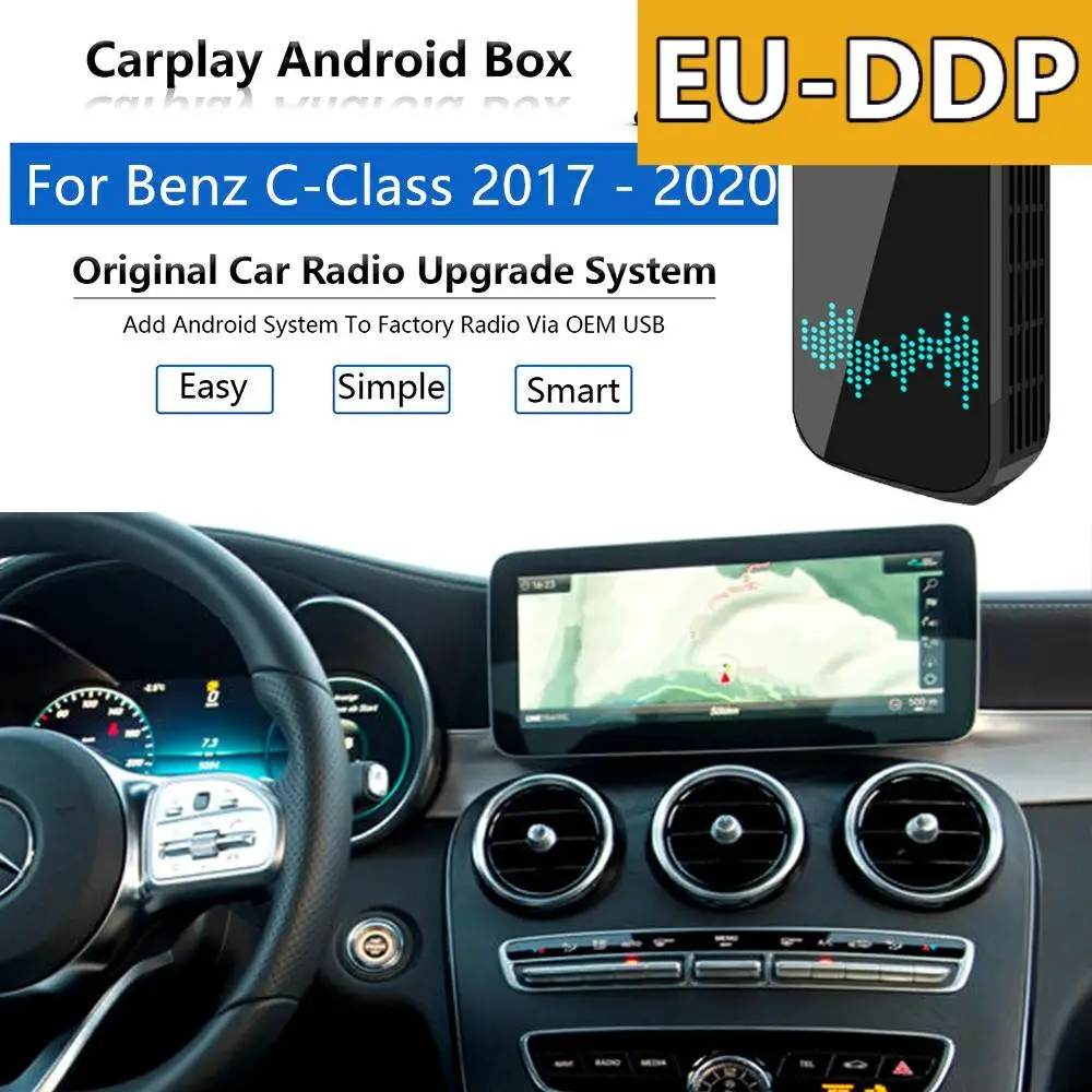 Carplay Upgrade For Mercedes Benz C CLass W205 2017 - 2020 Radio Android Auto USB Apple Wireless Box Car Multimedia Player Audio