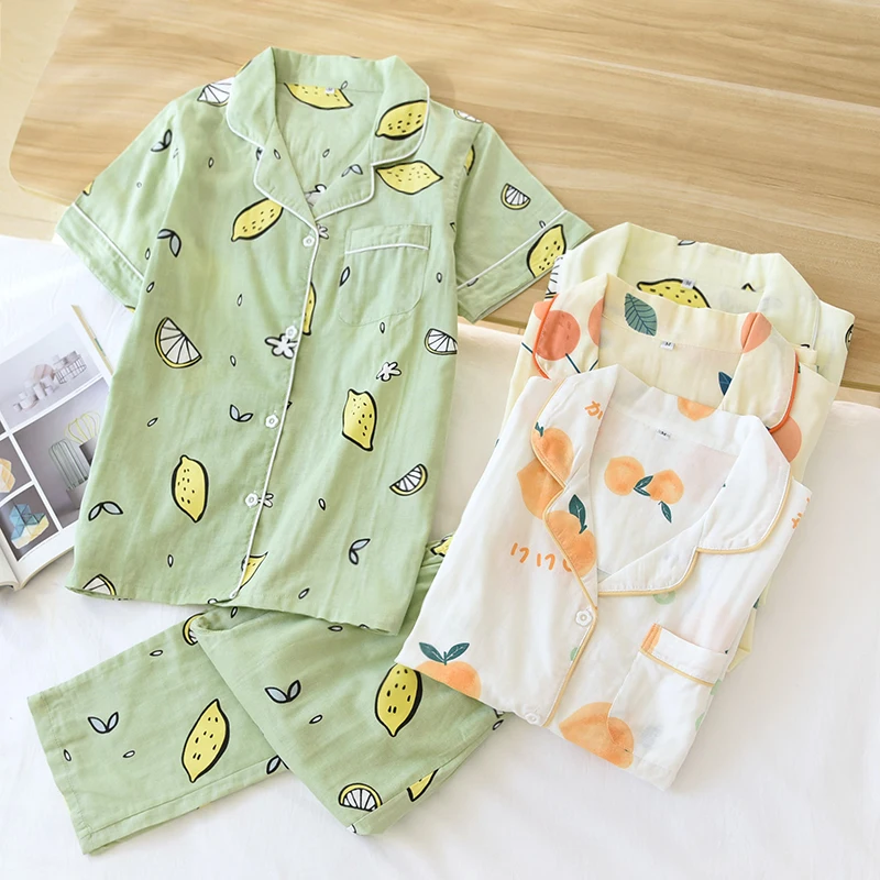 

Women Leisure Loose Comfortable Short Sleeve Pajamas Trousers 2 Piece Set Loungewear Summer Soft Cotton Pajama Home Sleepwear