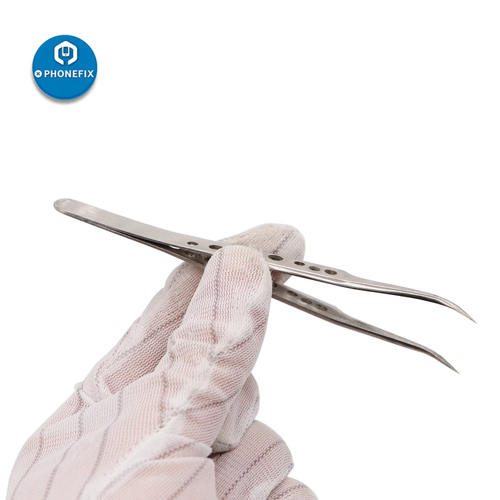 Eletrônica Industrial Anti-Static Pinças, pontas retas curvas, Precision PCB Solda Pinças para Ferramentas do reparo do telefone
