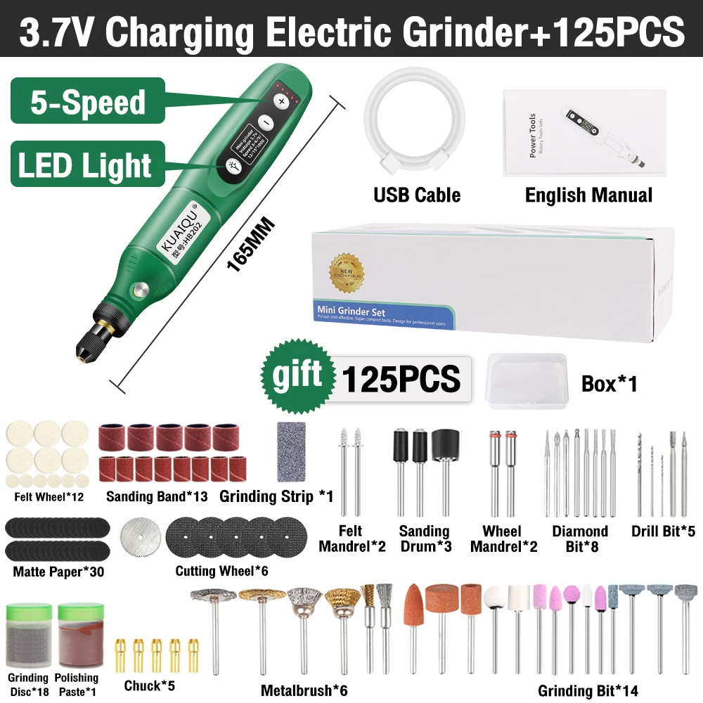 USB Charging Variable Speed Mini Grinder Set Variable Speed Rotary Tool Electric Tools For Dremel Rotary Tools Grinding Machine