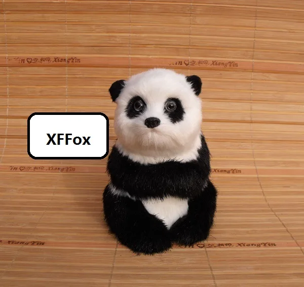 

small real life panda model plastic&furs sitting panda doll home decoration gift about 10x8x11cm xf2181