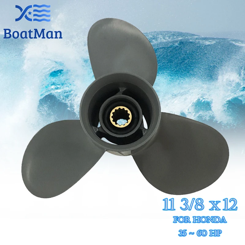 

BoatMan® 11 3/8X12 Aluminum Propeller for Honda 35HP 40HP 45HP 50HP 60HP Outboard Motor 13 Tooth Engine RH OEM. 59130-ZV5-012AH