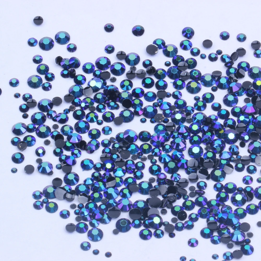 2-6mm And Mixed Sizes Purple Black AB Resin Rhinestones Non Hotfix Glitter For Nails Art Backpack DIY Design Decorations