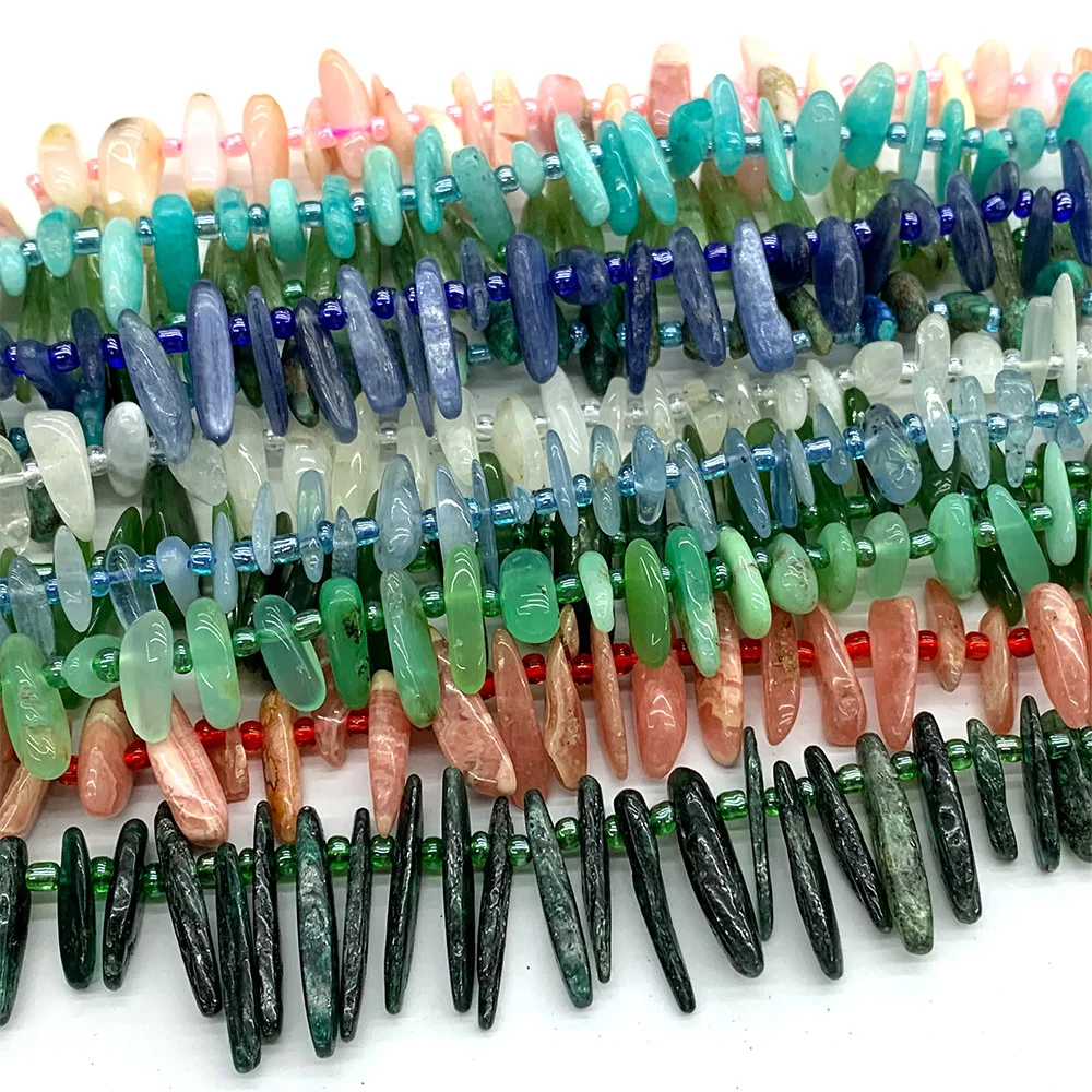 Veemake Slabs Slices Stick Teeth Drill Side Comb Beads Kyanite Aquamarine Rhodochrosite Chrysocolla Chrysoprase Moonstone C3