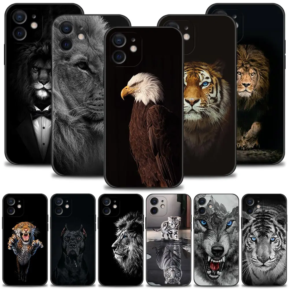 Case For Apple iPhone 15 14 14 13 12 11 Pro Max Mini XS Max XR X 7 8 Plus Cover Shell Wolf Dog Cat Bird Lion Tiger Animal