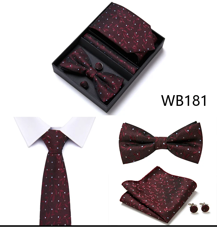 Krawatte für Männer, formelles Kleid, Smoking, Krawatte, Taschentuch, Fliege, Set, PlaisyParty, Bräutigam, Hochzeit, Schmetterling, Fliege in Box – Detail 18