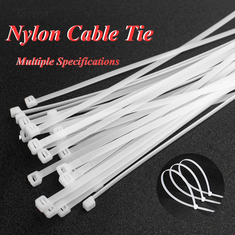 

100pcs Plastic Reusable Cable Ties 5/8series Releasable Nylon Self-locking Plastic Zip Wraps Strap Nylon Cable Tie Set White