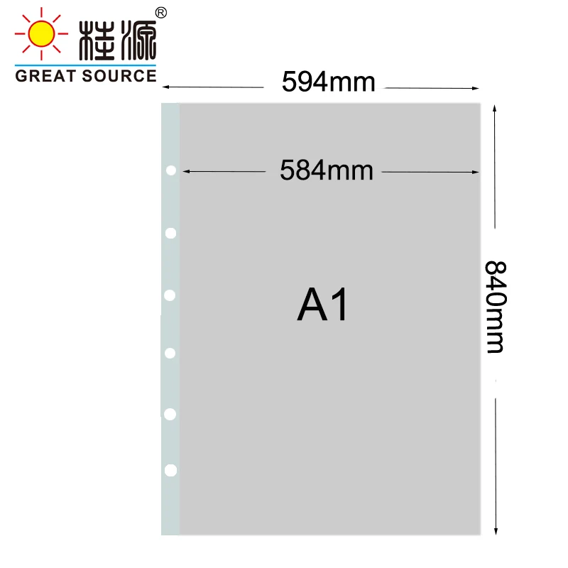 MQQA1Presentation กระเป๋า A1 Binder แฟ้มกระเป๋า Poly-Punched กระเป๋า 8 หลุมสําหรับ A1 แหวน Binder FolderW610 * H845mm(24.02 "* 33.27") (30 ชิ้น)