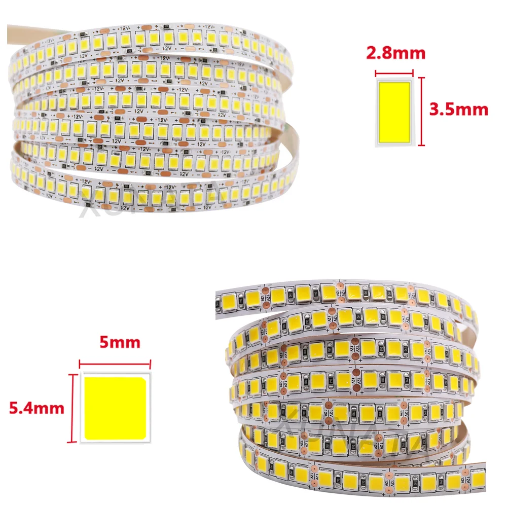 5M Taśma LED SMD 5054 2835 Elastyczne światło LED 5m 300LED 600LED Wodoodporna taśma LED IP67 DC 12V 5054 Taśma świetlna LED