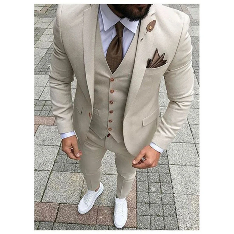 

Latest Designs Men Suits Fashion Prom Tuxedo Slim Fit 3 Piece Groom Wedding Suits For Men Formal Casual Custom Blazer Vest Pants