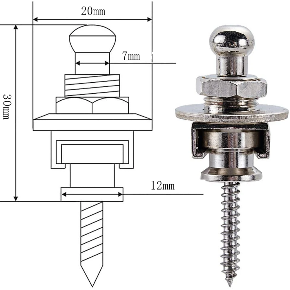 1pcs Guitar Strap Lock, Heavy Duty Metal Guitar Strap Button Strap Locking with Easy Remove Screw and Retainer System