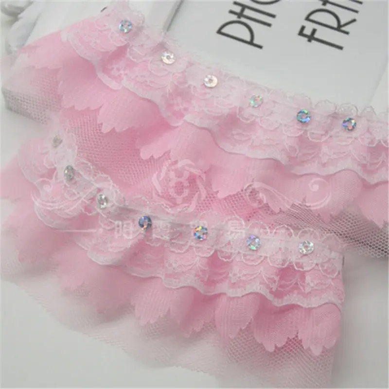 3YD 5cm Chiffon Five-finger Flower Embossed Non-elastic Lace Mesh Yarn Clothing Accessories Toys Discount Lace