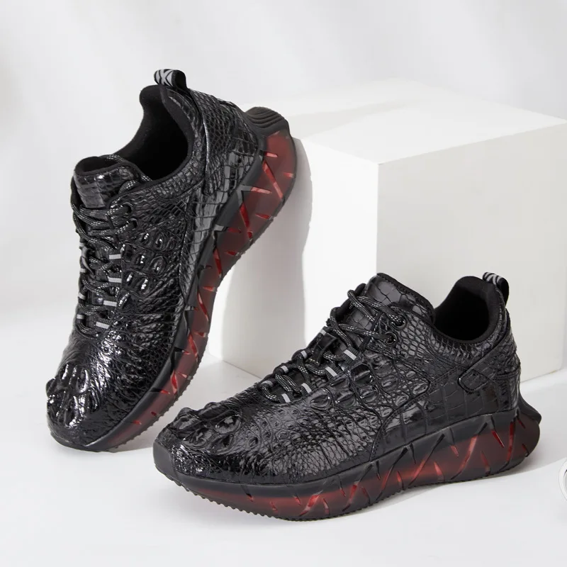 BATMO 2023 new arrival Crocodile skin causal shoes men,male Genuine leather sneakers 6041