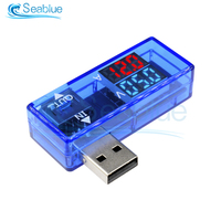 USB Dual Display Voltage and Current Measuring Instrument LCD Digital Display Power Battery Capacity Tester Measurement Red Blue