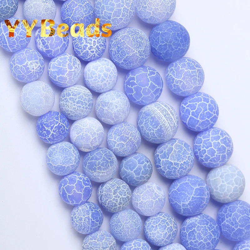 4-12mm Natural Matte Frost Cracked Agates Beads Dragon Veins Agates Loose Beads For Jewelry Making DIY Bracelets Various Colors