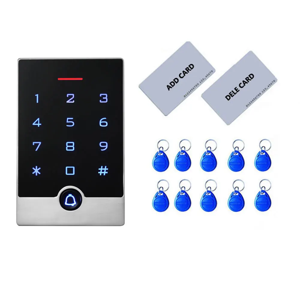 Metal Standalone Access System Touch Keypad ID Card 2000 User Inter/Out Installation Waterproof IP67 2pcs Mother Card 10pcs Tags