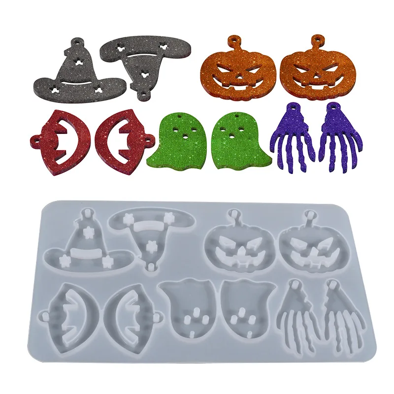 DIY Crystal Epoxy Resin Mold Halloween Series Full Page Earrings Pendant Jewelry Silicone Mold