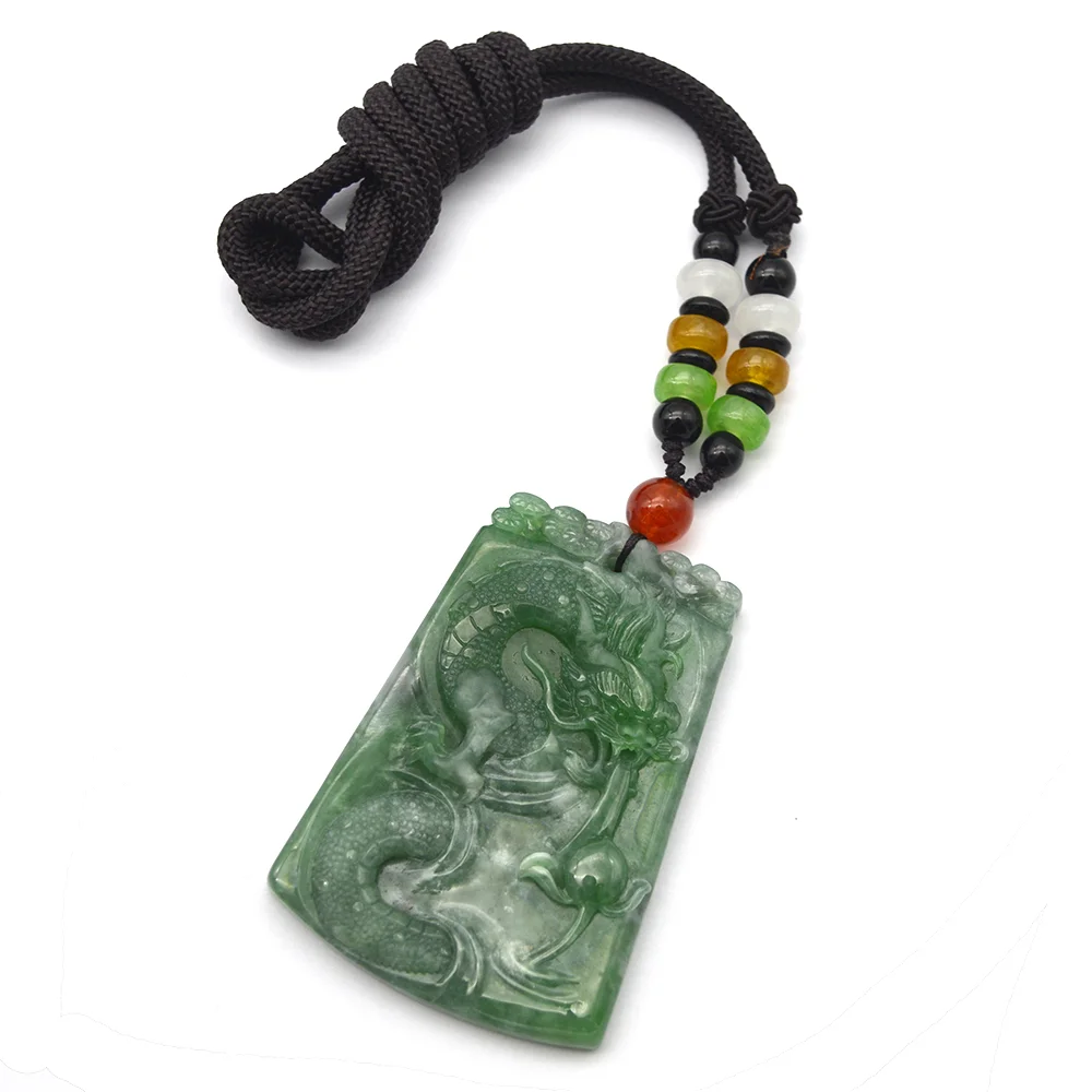 Natural Jadeite Pendants, Jade Dragon Necklace, Green Burma Pendant