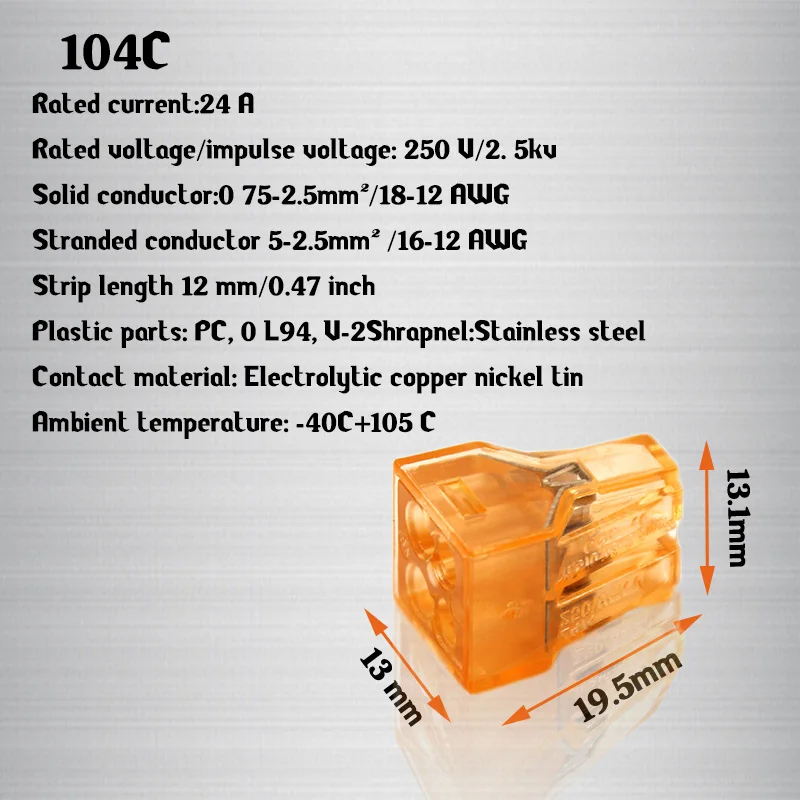 Wire Wiring Connector Universal Compact Conductors Terminal Block With Lever Push-in Terminal Block