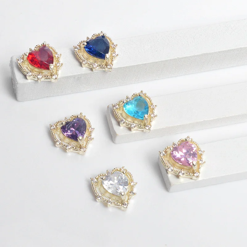 4pcs Nail Art Luxury Zircon New Love Diamond Zircon Jewelry Sky Blue Purple Red Pink Color Nail Rhinestone