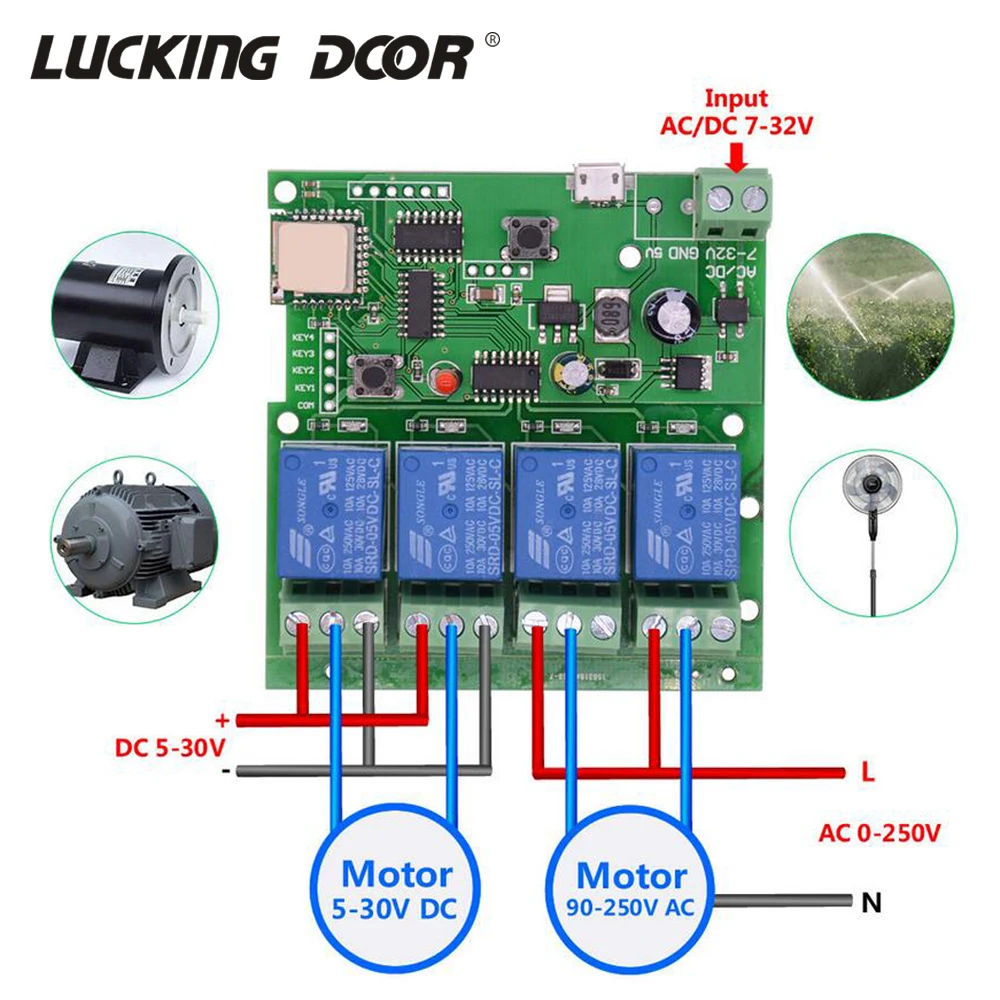 

WiFi Switch Ewelink App Smart Life Remote Control Wireless Smart Switch Modul Self-locking interlock remote control 4-way relay