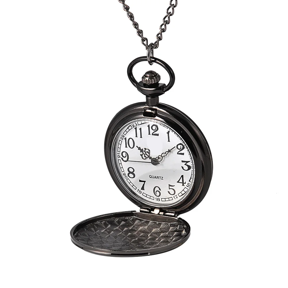 Reloj de bolsillo de cuarzo de gran tamaño, accesorio Retro con letras para novio, te quiero, negro, cara lisa, con Collar