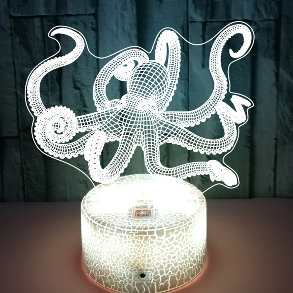 Octopus 3D LED Table Light USB Touch Light as Bedside Lamp 7 Color Changing Atmosphere Light for Kids Night Light Xmas Gift