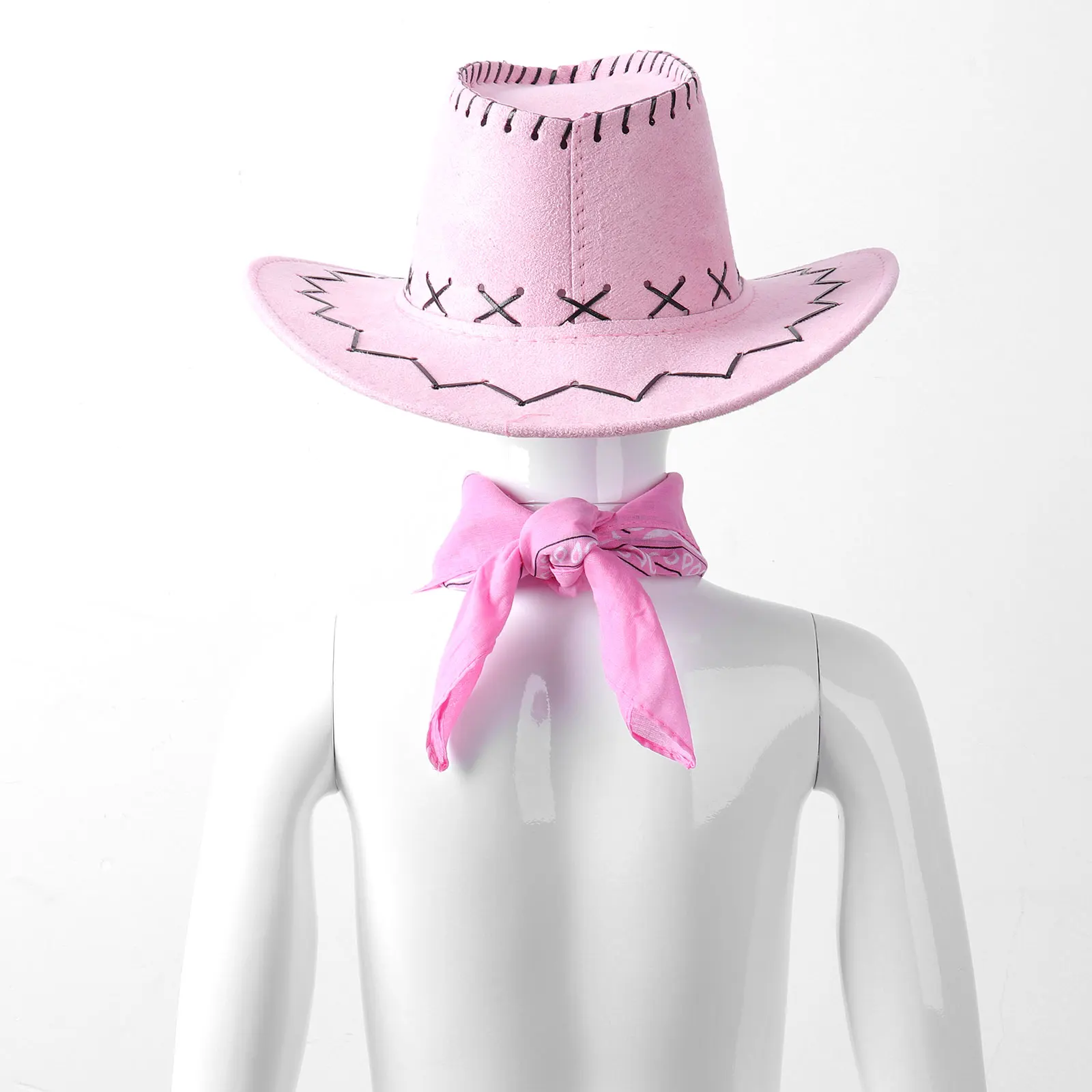 Chapeau de Cowboy Occidental pour Enfant, Casquette de Cowgirl avec Bandana, Ensemble de Foulard de Tête, Accessoire de Costume de ixCosplay d'Halloween pour Garçon et Fille, Nouvelle Collection