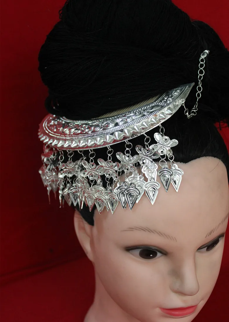 Hmong Hairpin Silver Miao Headdress National Dance Head wear Classical Retro Chinese Hair Stick